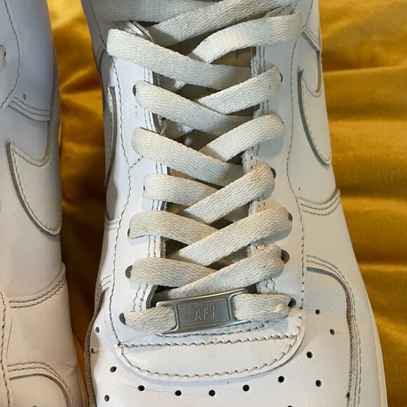 Nike Air Force 1 High Top Sneakers Size 13 White Leather & Mesh Mens - Picture 10 of 13